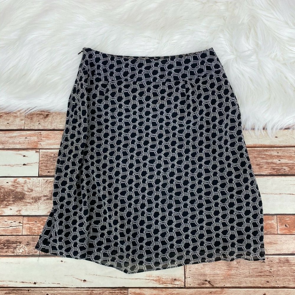 Ann Taylor Geometric Print ALine Flowy Skirt Sz 0P - Picture 6 of 6